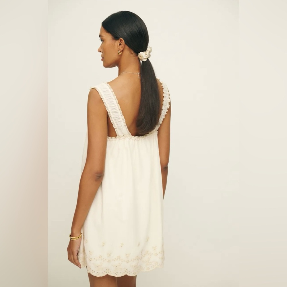 Reformation Cream Mini Dress with Eyelet Trim - Picture 7 of 10